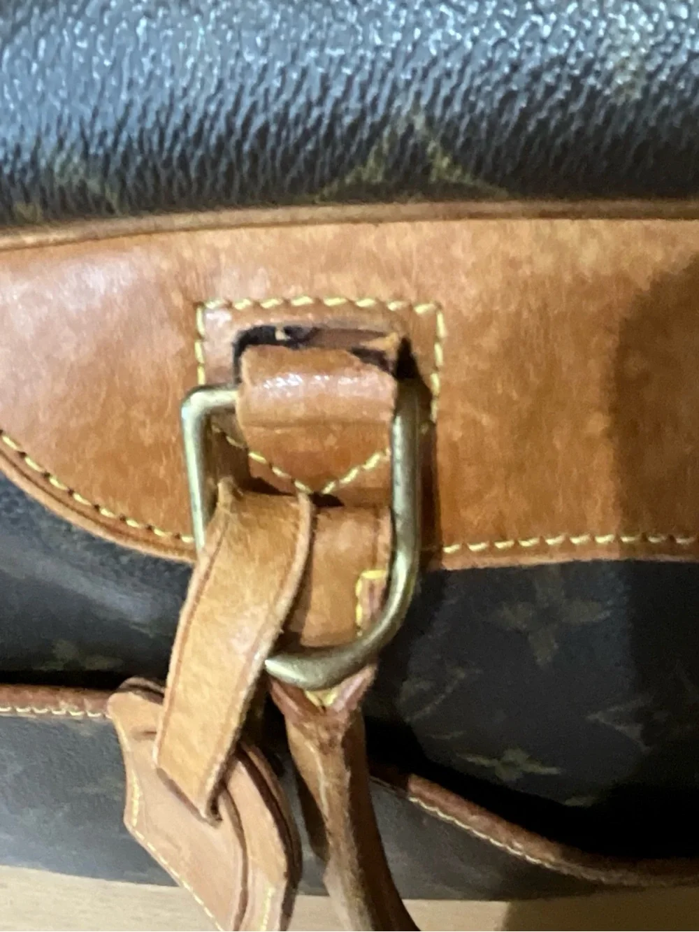 Louis Vuitton Brown Monogram Satchel with Tan Leather Trim